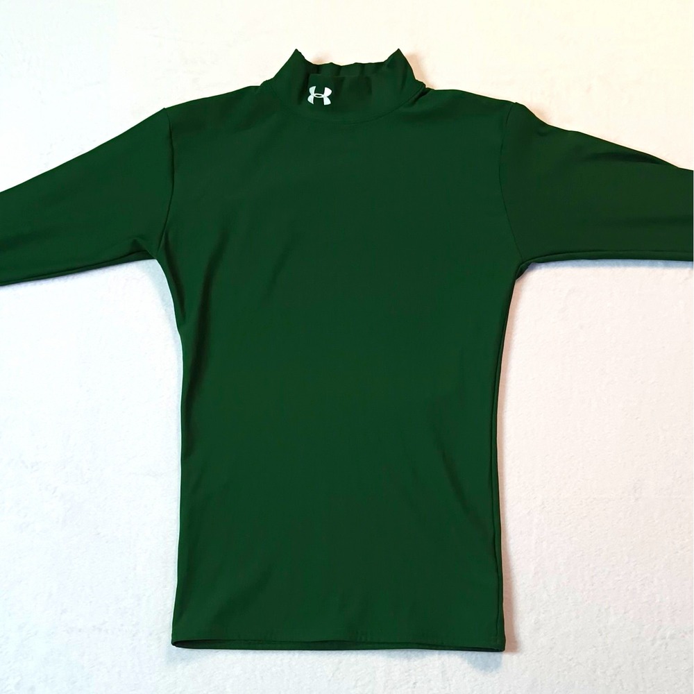 Under Armour Mens Green Compression Mock Neck Long Sleeve M